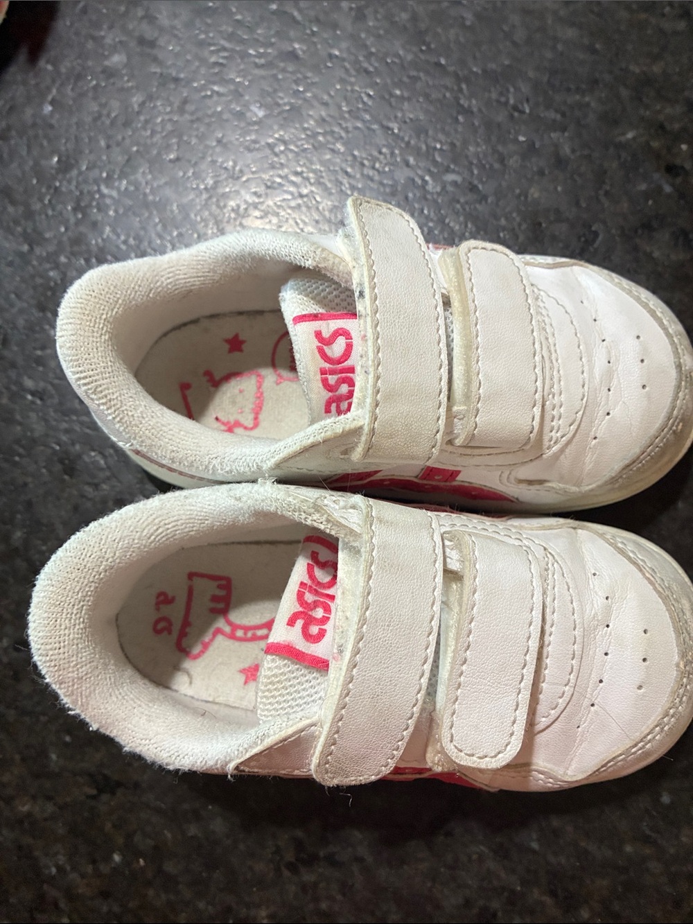 ASICS White and Pink Kids Velcro Sneakers